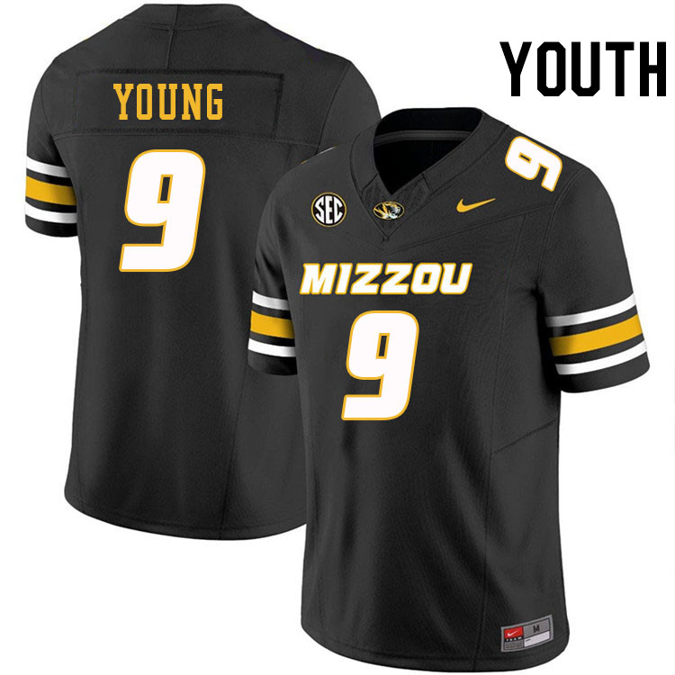 Youth #9 Zion Young Missouri Tigers College Football Jerseys Stitched-Black